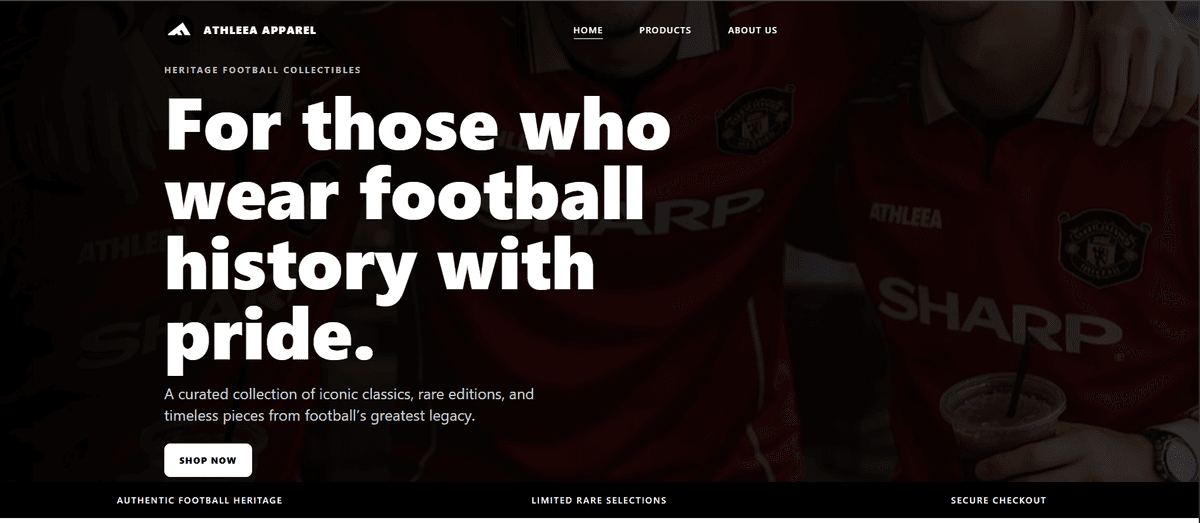 Athleea Apparel: A Premium Football Jersey E Commerce Experience